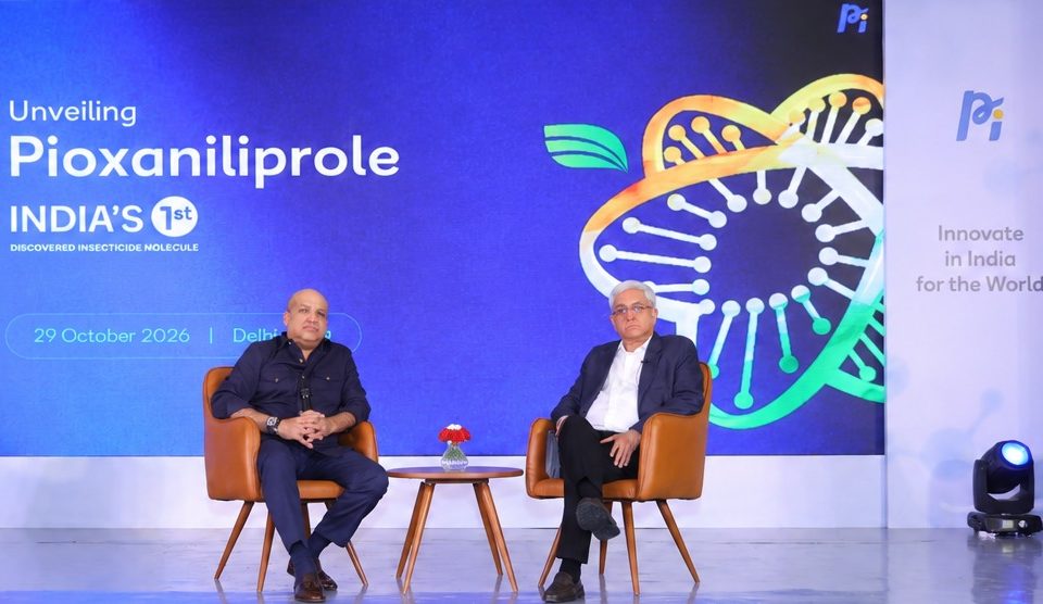 From Left to Right: Mayank Singhal, Vice Chairperson & Managing Director, PI Industries and  Narayan Seshadri, Chairperson, PI industries addressing the gathering.